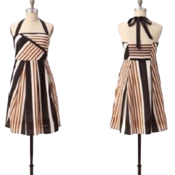 Anthropologie Moulinette Soeurs Edges Angles Striped Halter Slip Dress - 4 - Picture 2 of 15